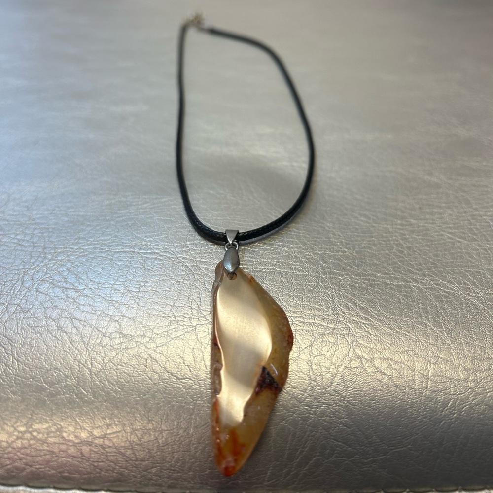 Crystal pendant with leather necklace metal clasp